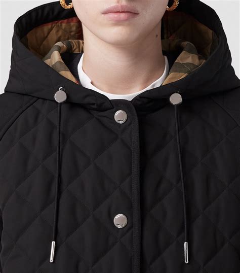 burberry hooded quilted jacket womens|burberry diamond quilted fitted jacket.